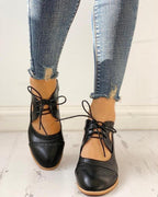 Women's Heeled T-Strap Shoes with Lace-Up Closure 4