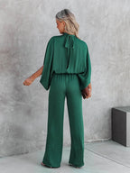 Women's High Neck Wide-Leg Jumpsuit with Draped Sleeves 2