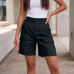 Women's High-Rise Cargo Shorts with Multi-Pocket Utility Design 7