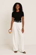 Women's High-Rise Wide-Leg Tailored Trousers with Pleats 1