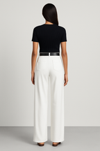 Women's High-Rise Wide-Leg Tailored Trousers with Pleats 2