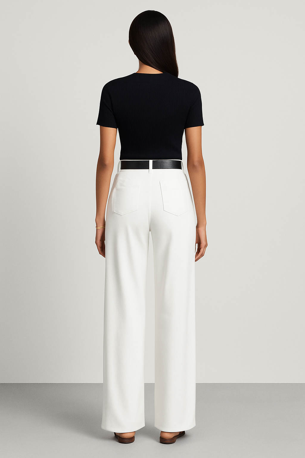 Women's High-Rise Wide-Leg Tailored Trousers with Pleats 2