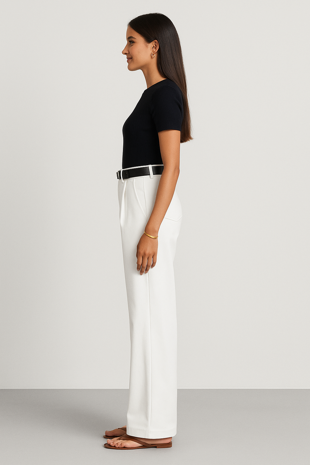 Women's High-Rise Wide-Leg Tailored Trousers with Pleats 3