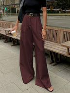 Women's High-Rise Wide-Leg Tailored Trousers with Pleats 6