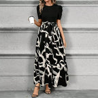 Women's High Waist Maxi Dress with Tie Front Bow and Short Sleeves 5