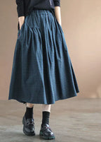 Women's High Waist Maxi Skirt with Checkered Pattern and Elastic Band 1