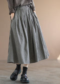 Women's High Waist Maxi Skirt with Checkered Pattern and Elastic Band 2