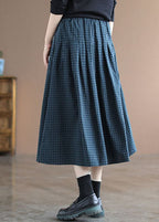 Women's High Waist Maxi Skirt with Checkered Pattern and Elastic Band 3