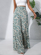 Women's High Waist Wide Leg Trousers with Floral Print 1