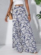 Women's High Waist Wide Leg Trousers with Floral Print 3