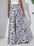 Women's High Waist Wide Leg Trousers with Floral Print 4