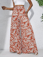Women's High Waist Wide Leg Trousers with Floral Print 5