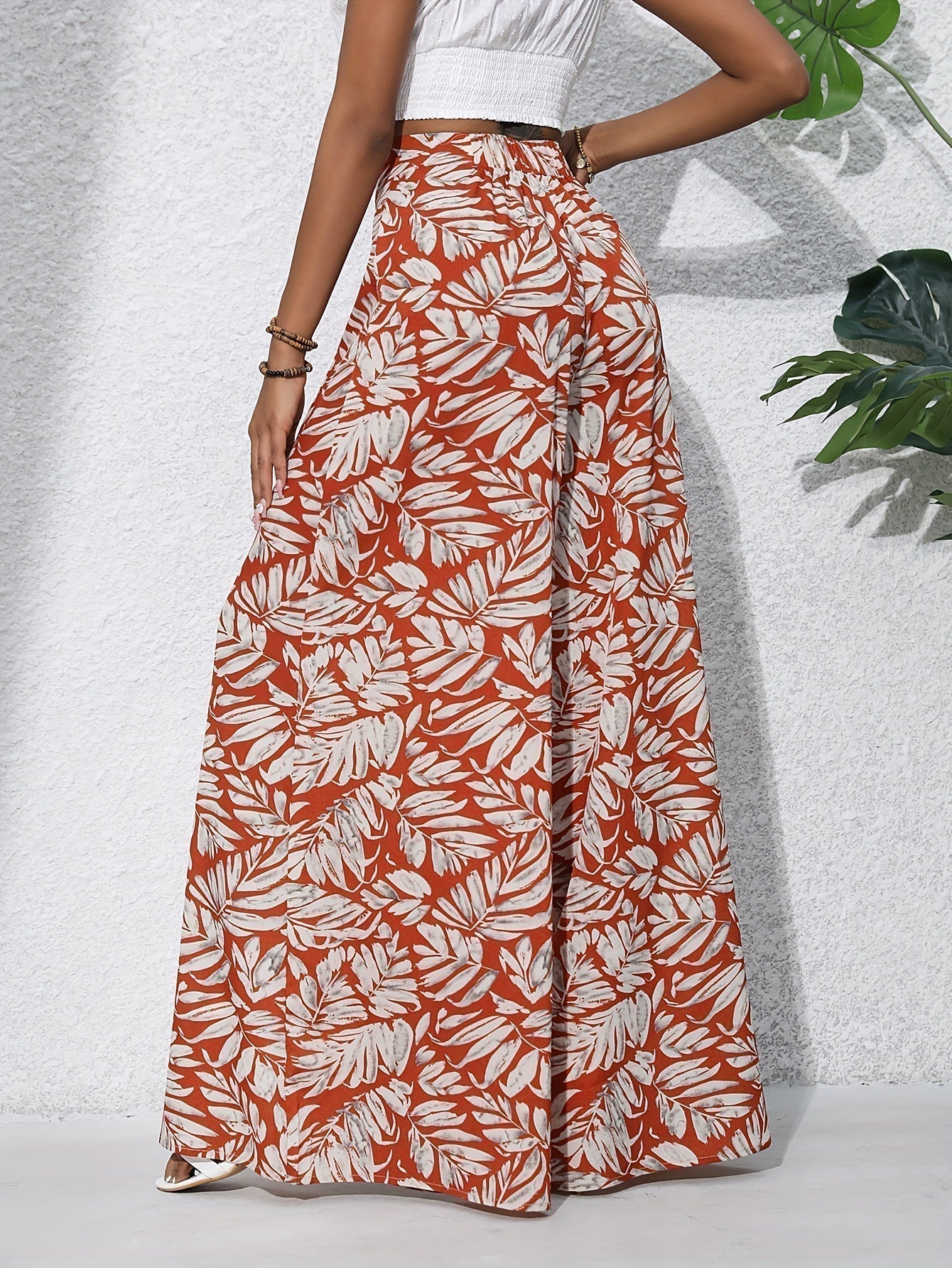 Women's High Waist Wide Leg Trousers with Floral Print 6