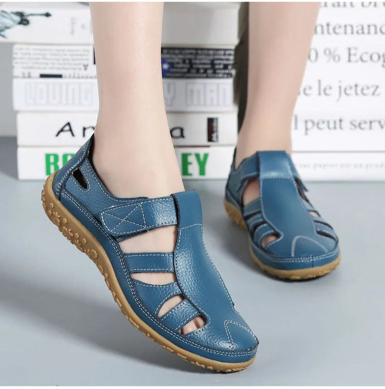 Women's Hook-and-Loop Strap Sandals with Closed Toe Design 3