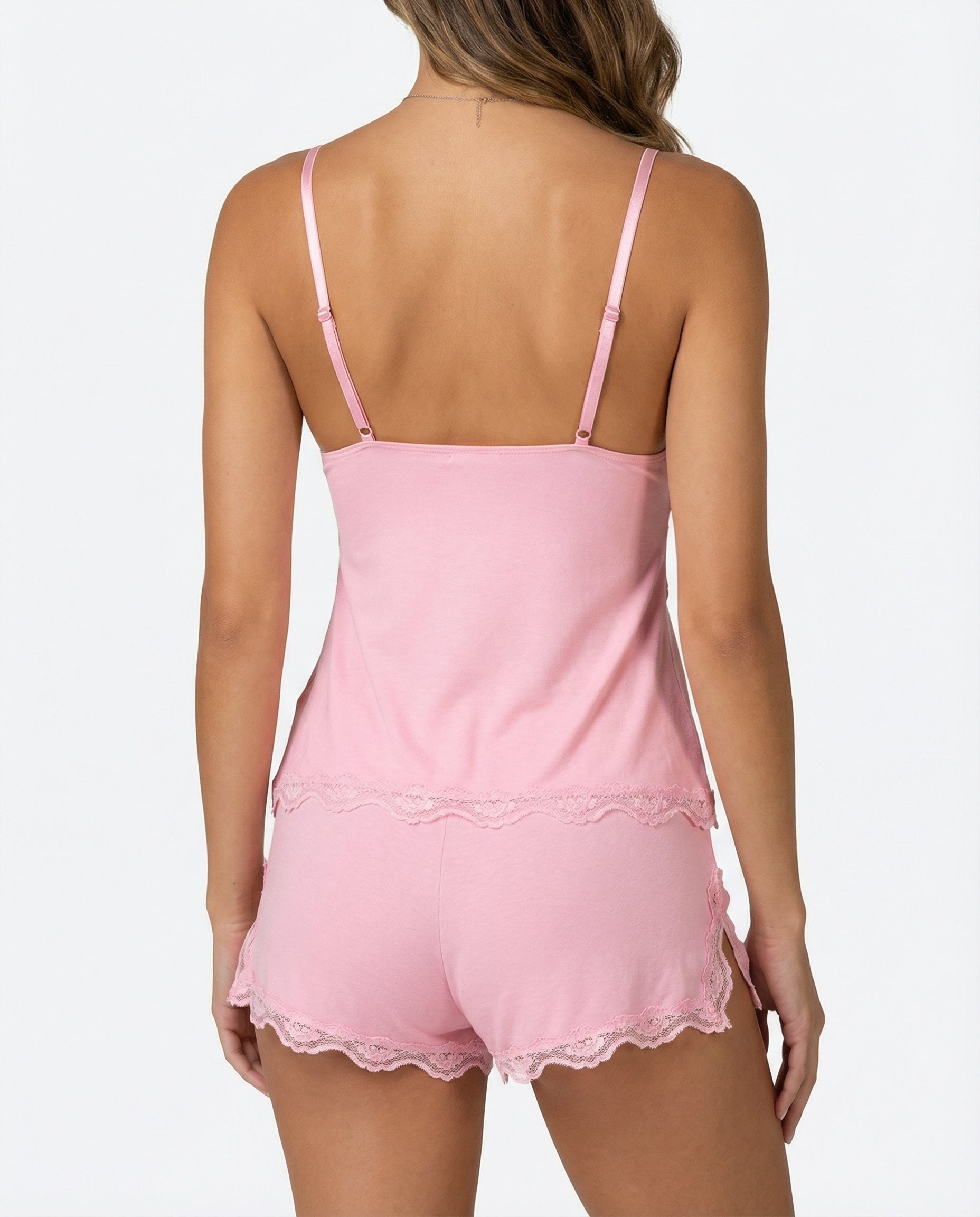 Women's Lace Camisole and Shorts Set with V-Neck 4