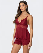 Women's Lace Camisole and Shorts Set with V-Neck 6