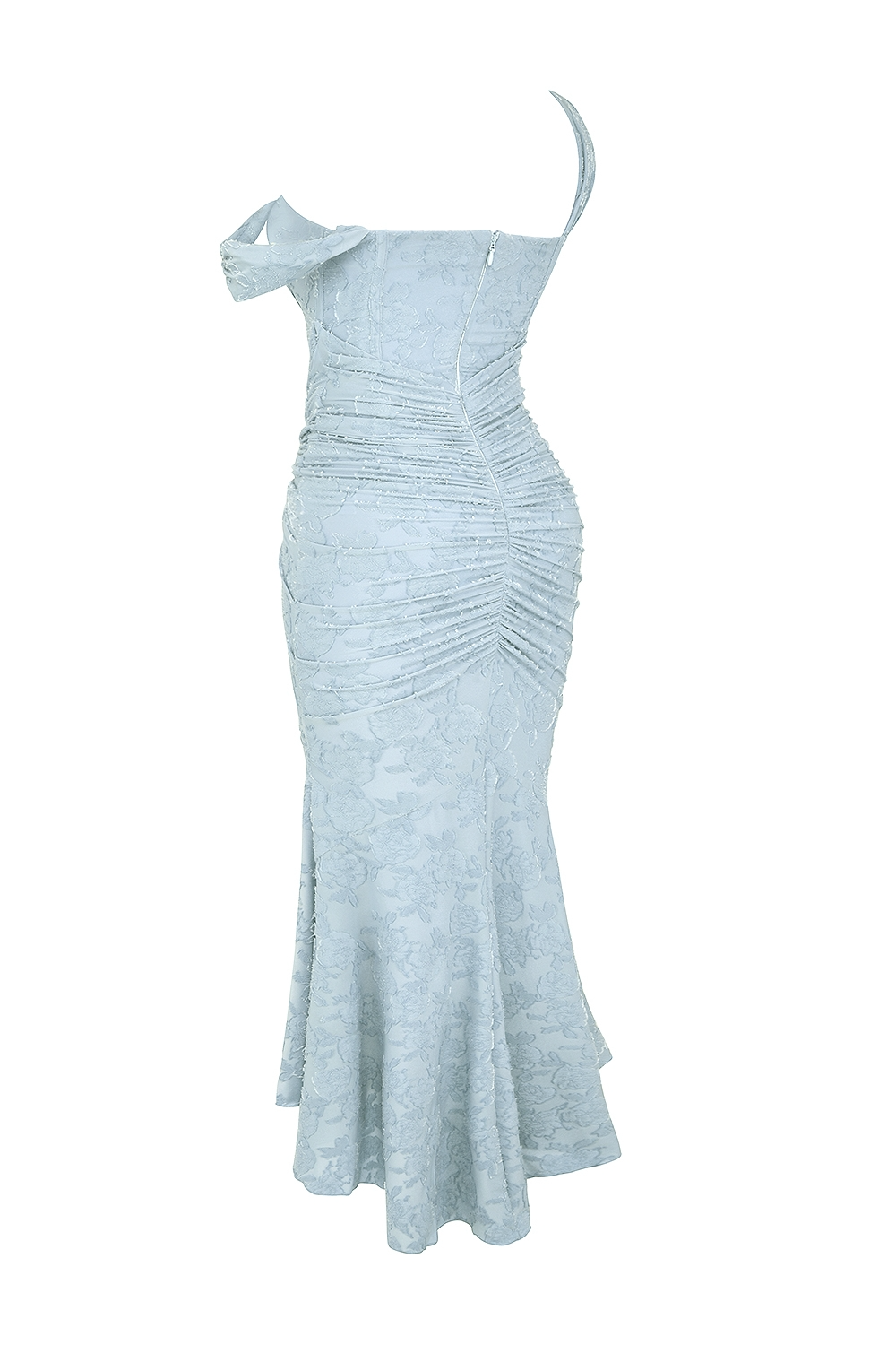 Women's Lace Corset Maxi Dress with High-Low Hem 8