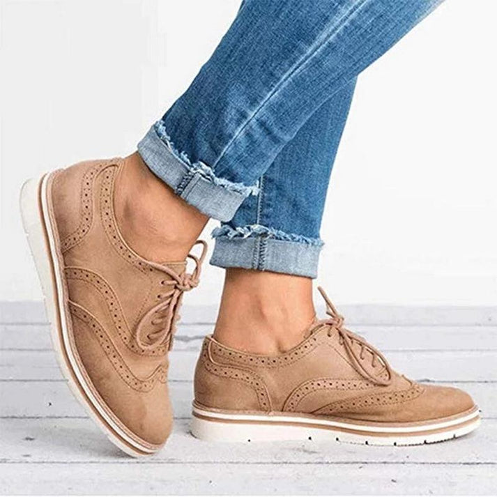 Women's Lace-Up Platform Brogue Trainers with Ankle-Height Design 2