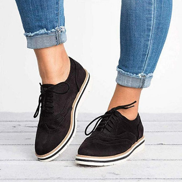 Women's Lace-Up Platform Brogue Trainers with Ankle-Height Design 5