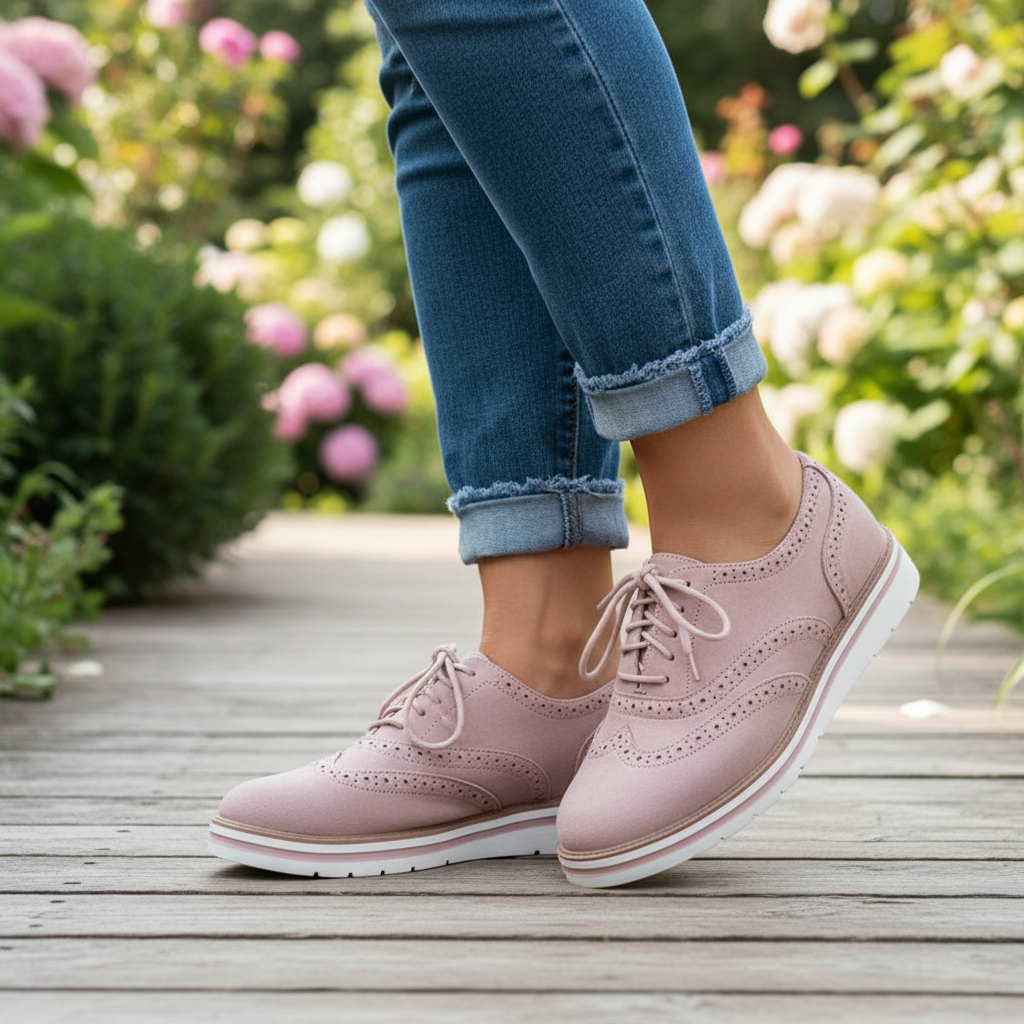 Women's Lace-Up Platform Brogue Trainers with Ankle-Height Design 2