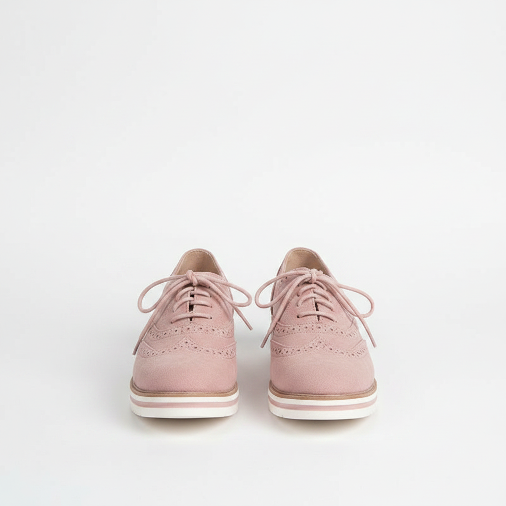 Women's Lace-Up Platform Brogue Trainers with Ankle-Height Design 3