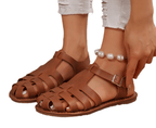 Women's Leather Sandals with Adjustable Strap and Open Toe Design 1