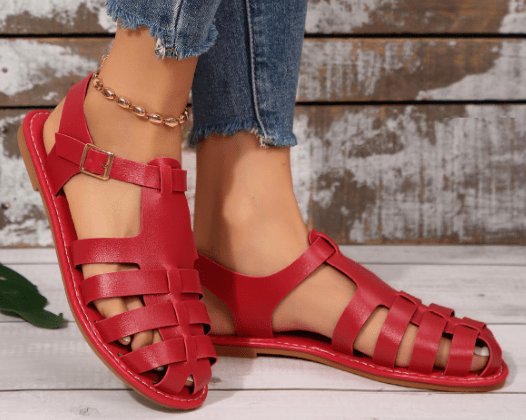 Women's Leather Sandals with Adjustable Strap and Open Toe Design 5