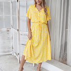 Women's Leopard Print Button-Front Midi Dress with Tie Waist 9
