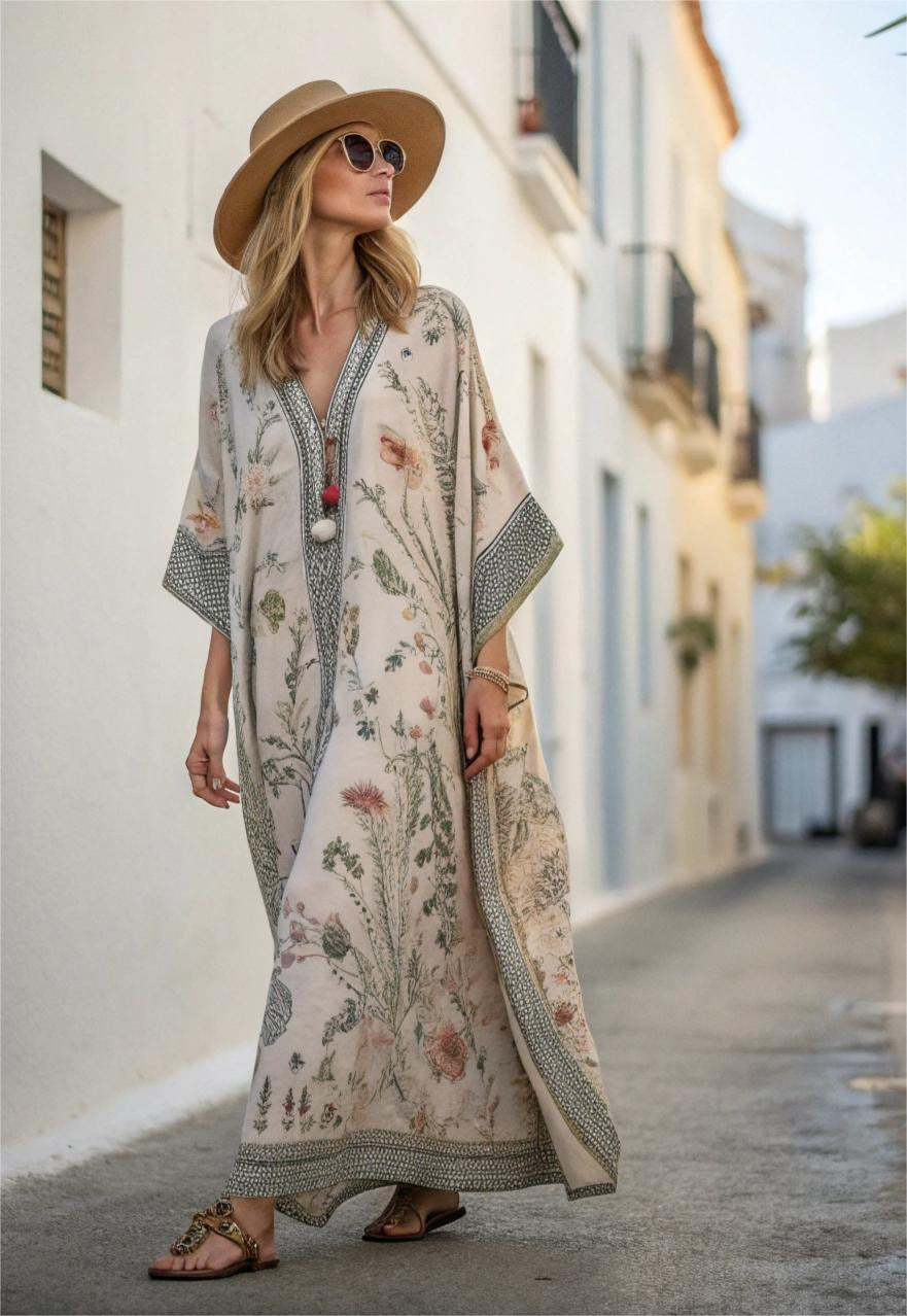 Women's Lightweight Bohemian Kaftan Maxi Dress with Loose Fit 5