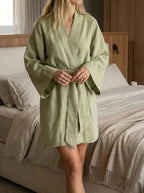 Women's Linen Kimono Dress with Wide Sleeves 1