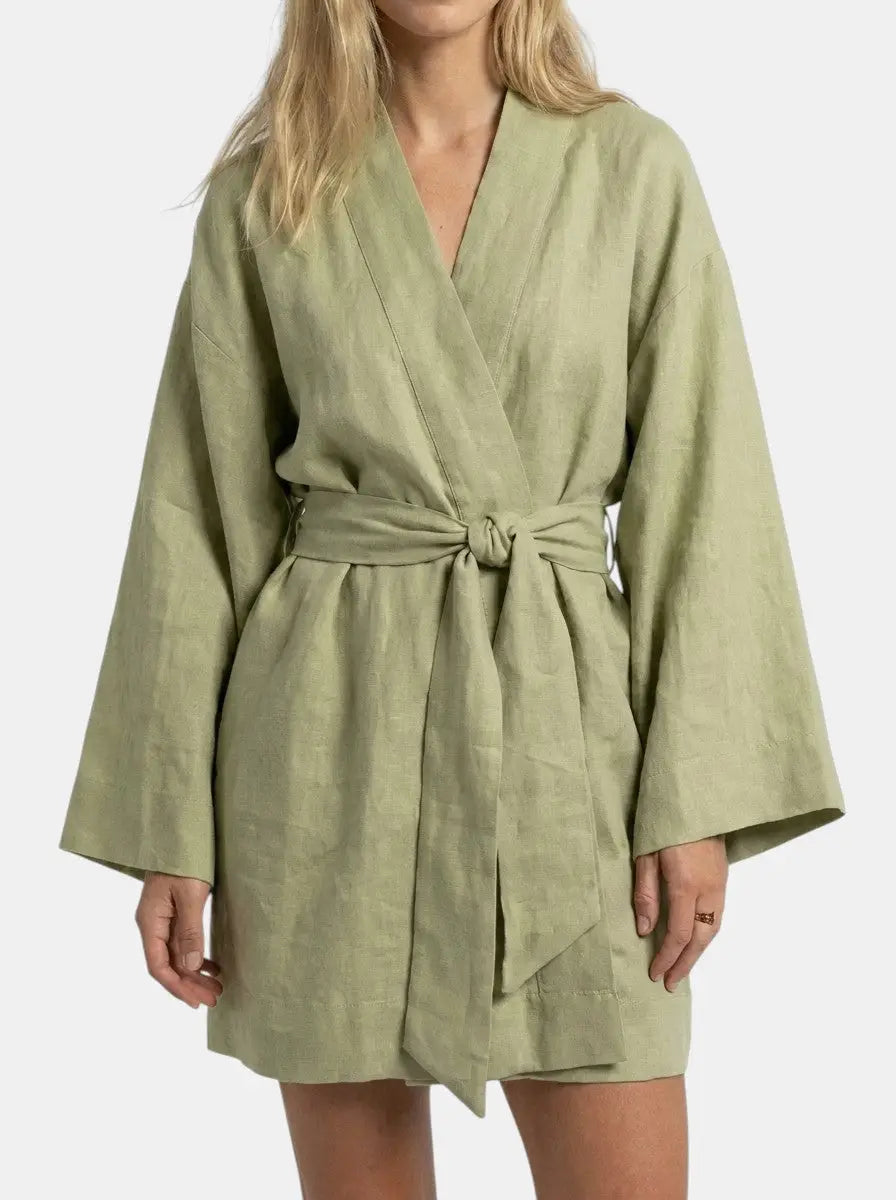 Women's Linen Kimono Dress with Wide Sleeves 3