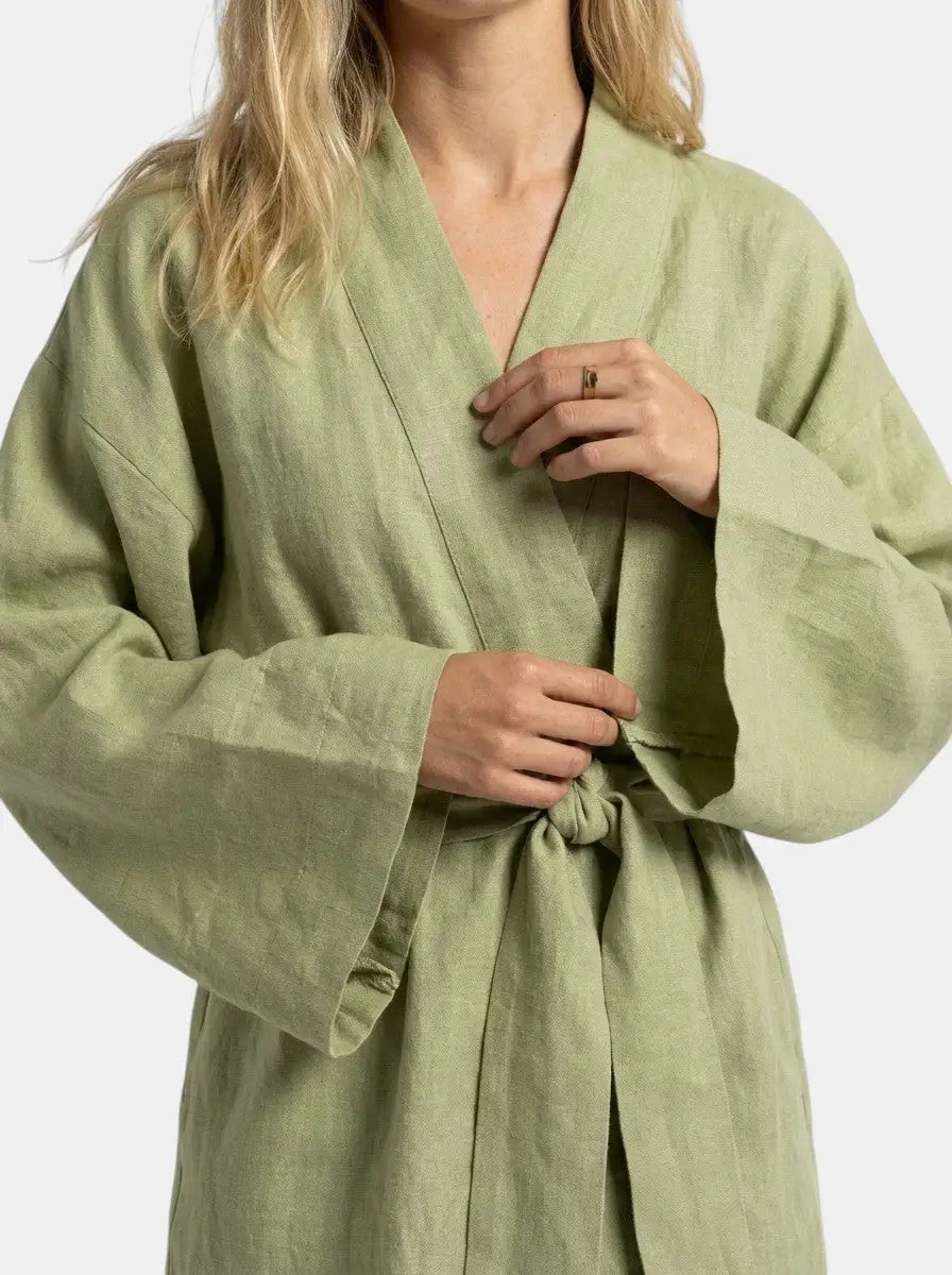 Women's Linen Kimono Dress with Wide Sleeves 5
