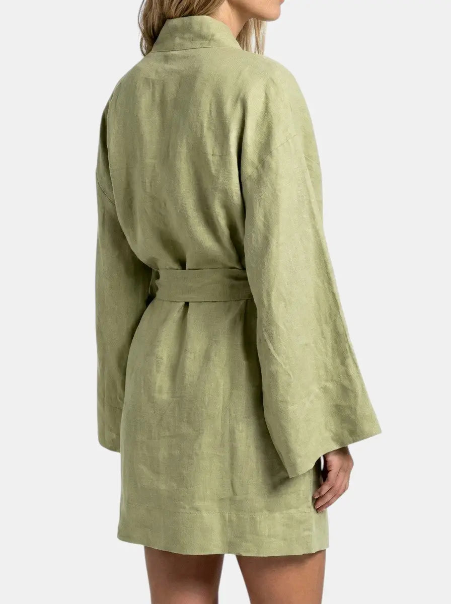 Women's Linen Kimono Dress with Wide Sleeves 6