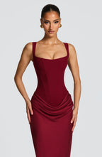 Women's Long Bodycon Dress with Open Back Detail 12