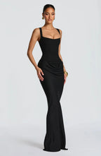 Women's Long Bodycon Dress with Open Back Detail 14