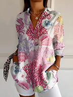 Women's Long Sleeve Button-Up Collared Shirt 1