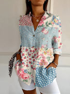 Women's Long Sleeve Button-Up Collared Shirt 5