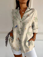 Women's Long Sleeve Button-Up Collared Shirt 6