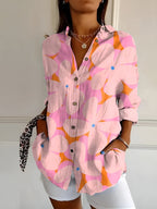Women's Long Sleeve Button-Up Collared Shirt 7