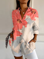 Women's Long Sleeve Button-Up Collared Shirt 8