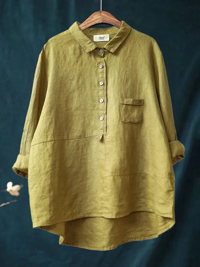 Women's Long Sleeve Button-Up Shirt with Stand Collar 1