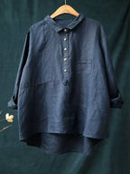 Women's Long Sleeve Button-Up Shirt with Stand Collar 3