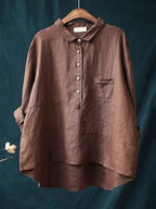 Women's Long Sleeve Button-Up Shirt with Stand Collar 4