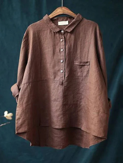 Women's Long Sleeve Button-Up Shirt with Stand Collar 4