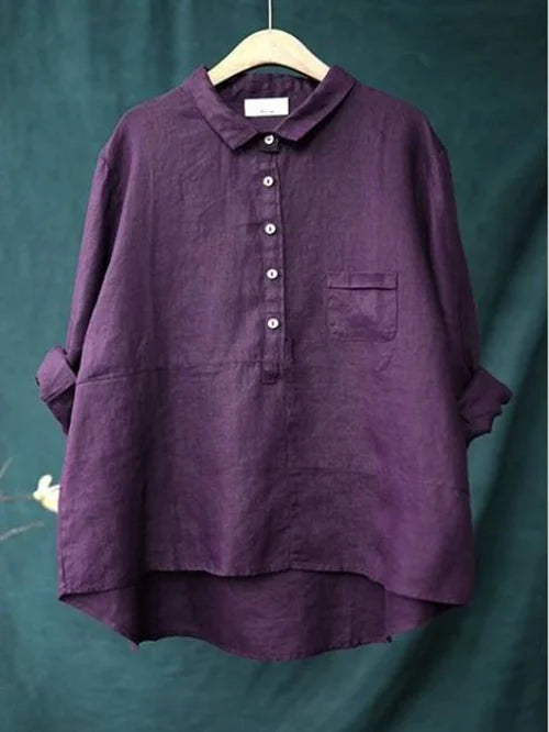 Women's Long Sleeve Button-Up Shirt with Stand Collar 5