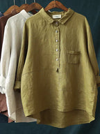 Women's Long Sleeve Button-Up Shirt with Stand Collar 9