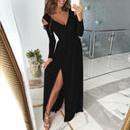 Women's Long Sleeve Floor Length Dress with Lace Details 4