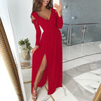 Women's Long Sleeve Floor Length Dress with Lace Details 5