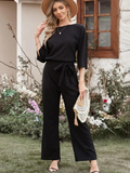 Women's Long Sleeve Jumpsuit with Matching Belt 1