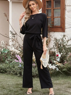 Women's Long Sleeve Jumpsuit with Matching Belt 1
